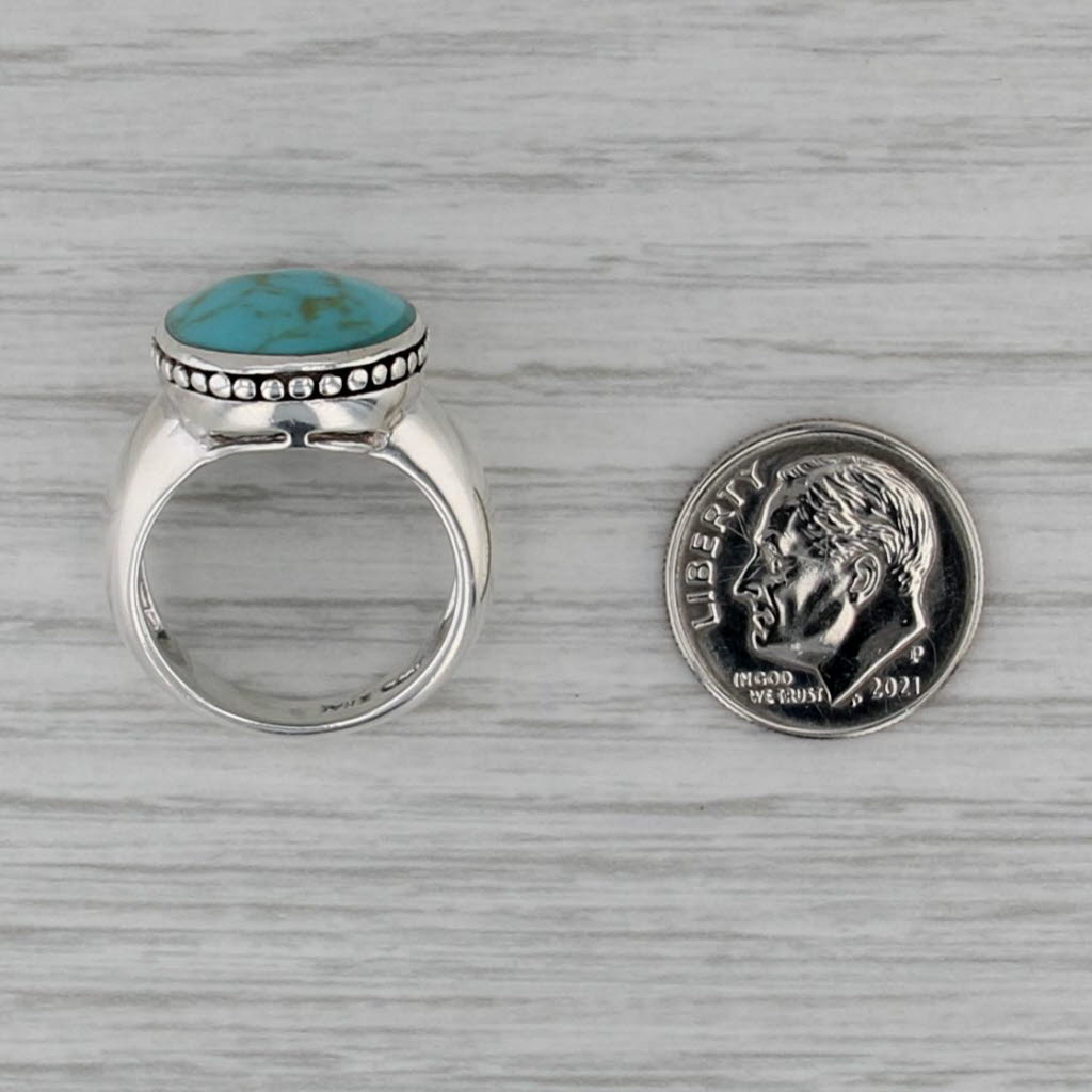 Thae Imitation Turquoise Cabochon Ring Sterling Silver Size 6.5-6.75