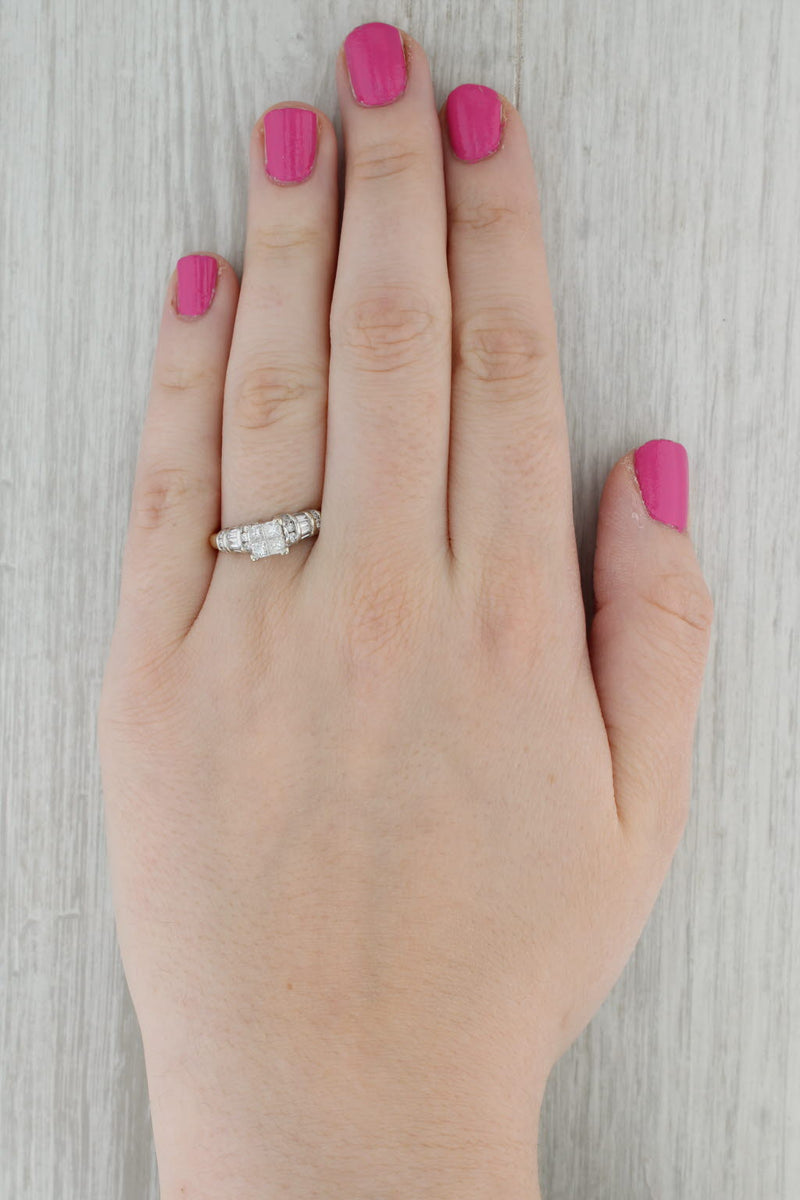 1.03ctw Princess Diamond Engagement Ring 14k White Yellow Gold Size 8.75