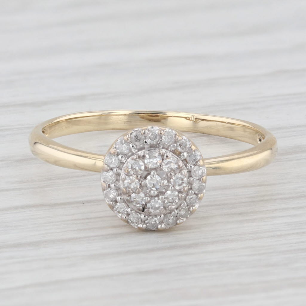 Light Gray 0.15ctw Diamond Cluster Halo Engagement Ring 10k Yellow Gold Size 7