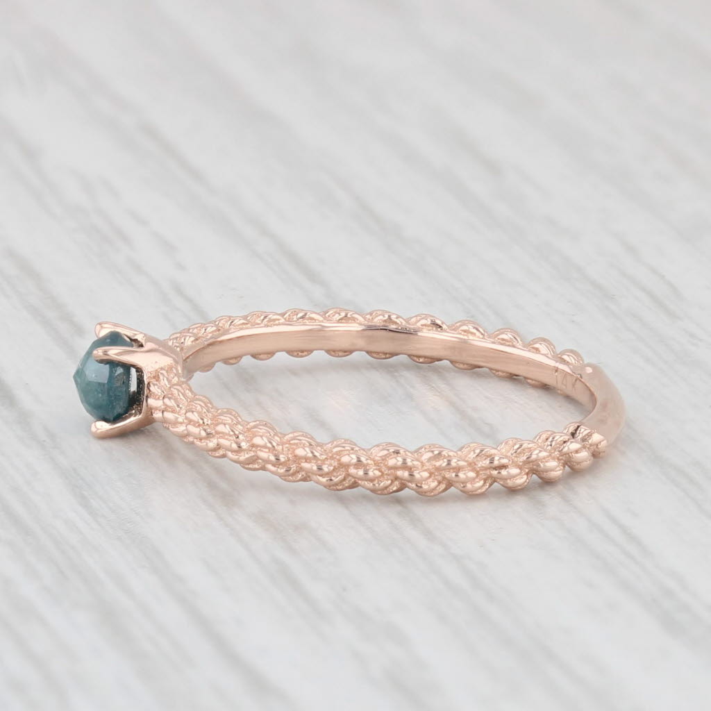 Light Gray 0.25ct Irradiated Blue Diamond Ring 14k Rose Gold Sz 6 Stackable Round Solitaire