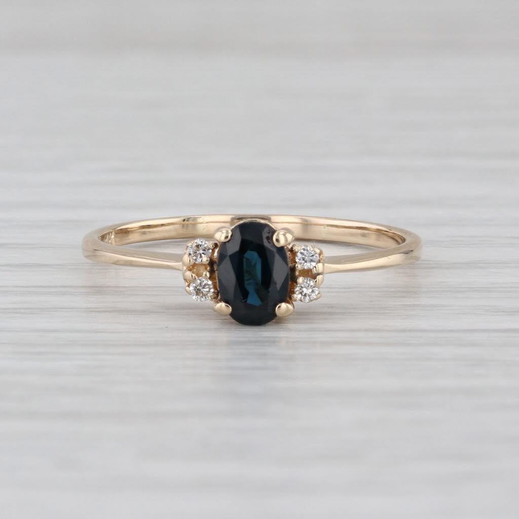 0.62ctw Oval Blue Sapphire Diamond Ring 14k Yellow Gold Size 8.75
