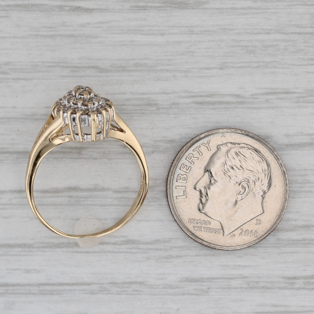 Gray 0.44ctw Diamond Cluster Ring 10k Yellow Gold Size 5