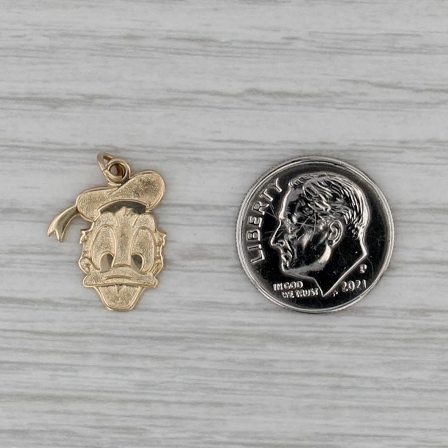 Disney Donald Duck Pendant 14k Yellow Gold Cartoon Souvenir Charm