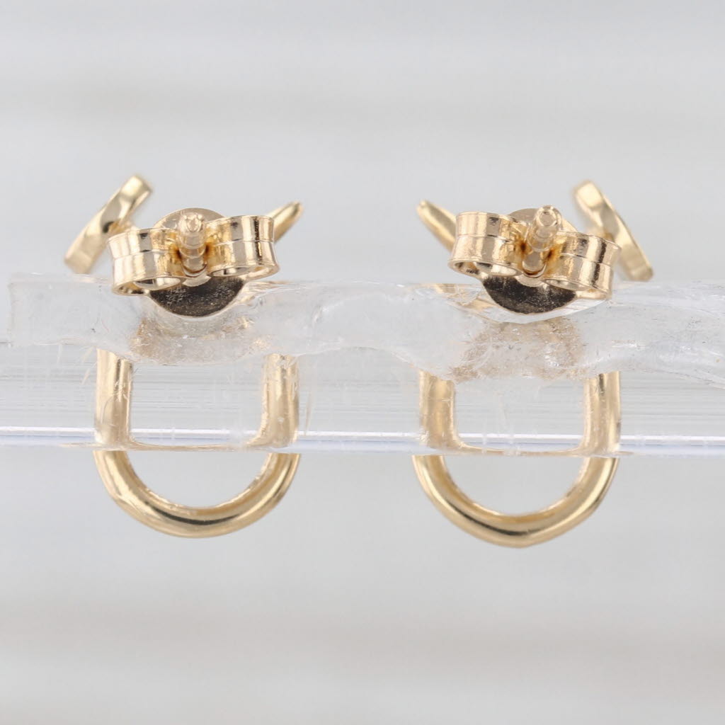 Curled Nail Support Ribbon Stud Earrings 18k Yellow Gold Studs