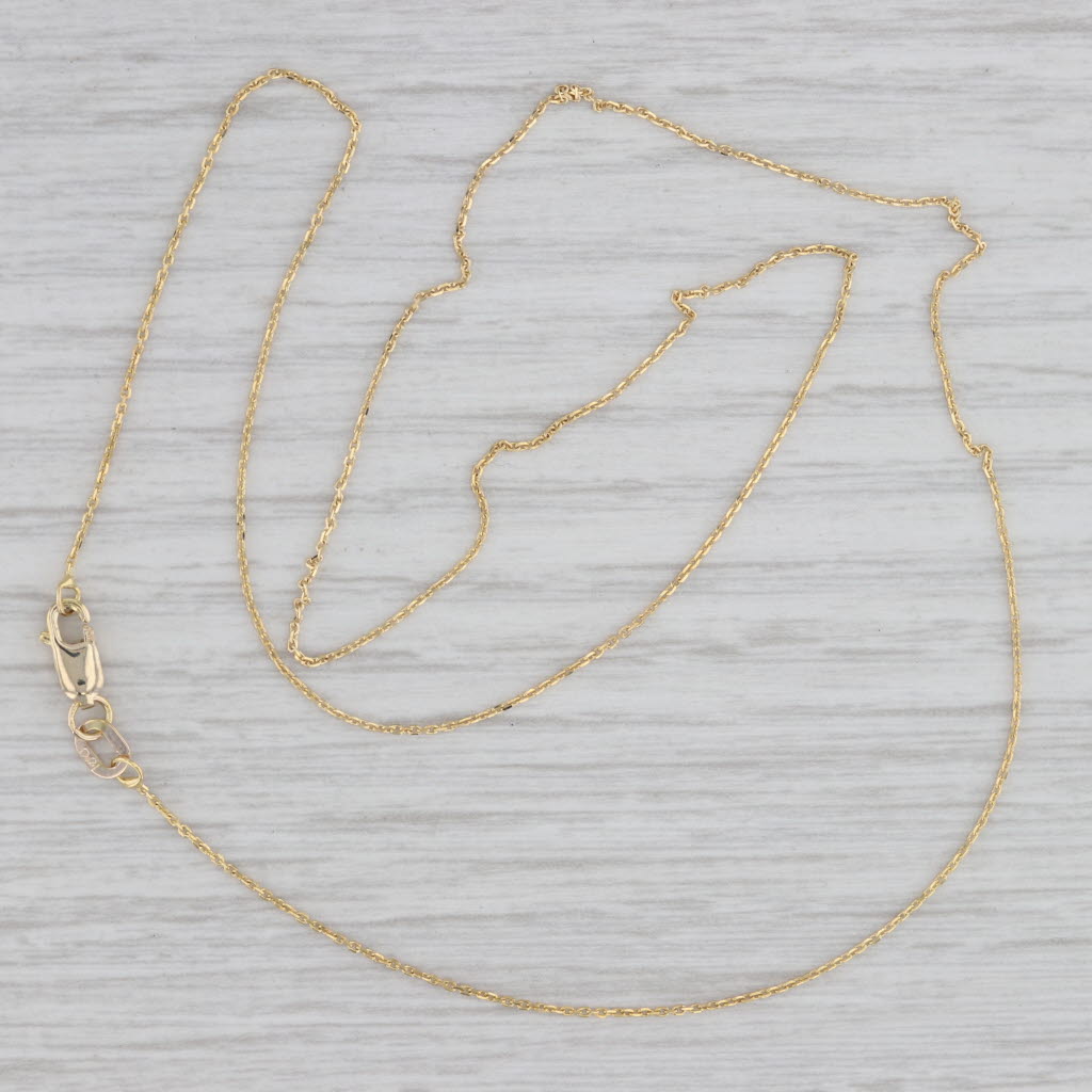 Gray 18" Cable Chain Necklace 10k Yellow Gold 0.5mm