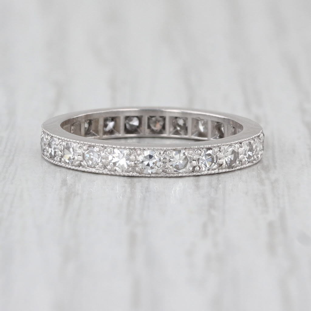 Vintage 0.70ctw Diamond Eternity Band 900 Platinum Wedding Ring Annivesary