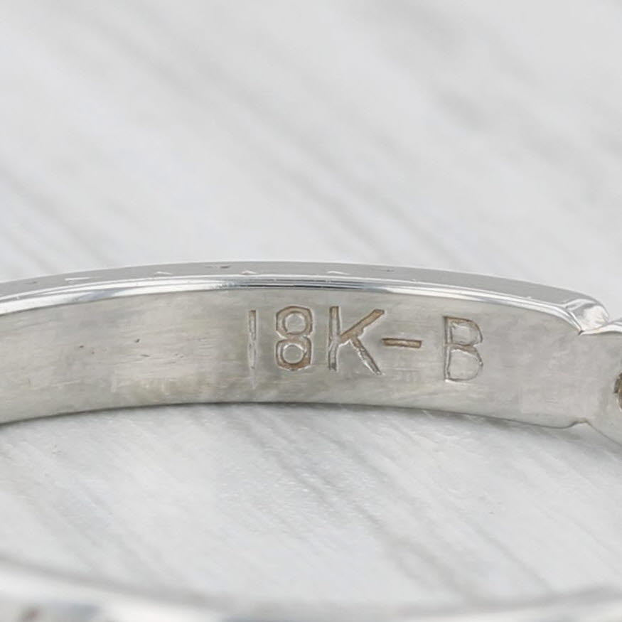 Light Gray Art Deco 0.12ctw Diamond Wedding Band 18k White Gold Stackable Ring Size 7