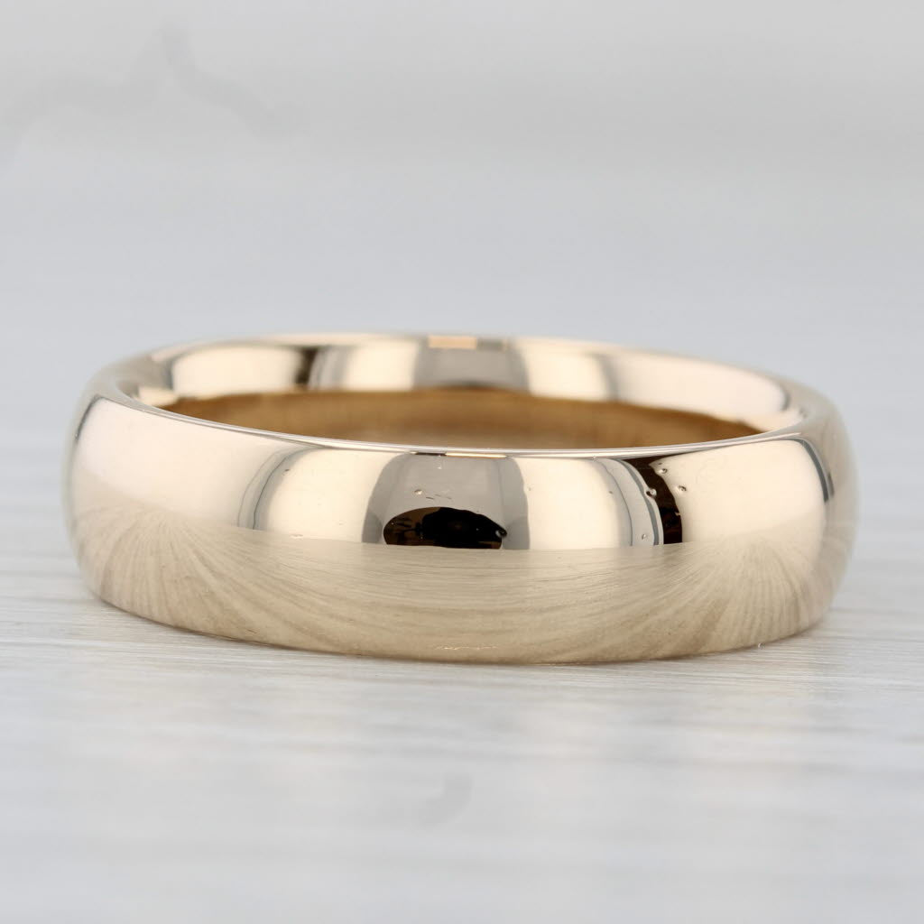 Light Gray Classic Men's Wedding Band 14k Yellow Gold Ring Size 9
