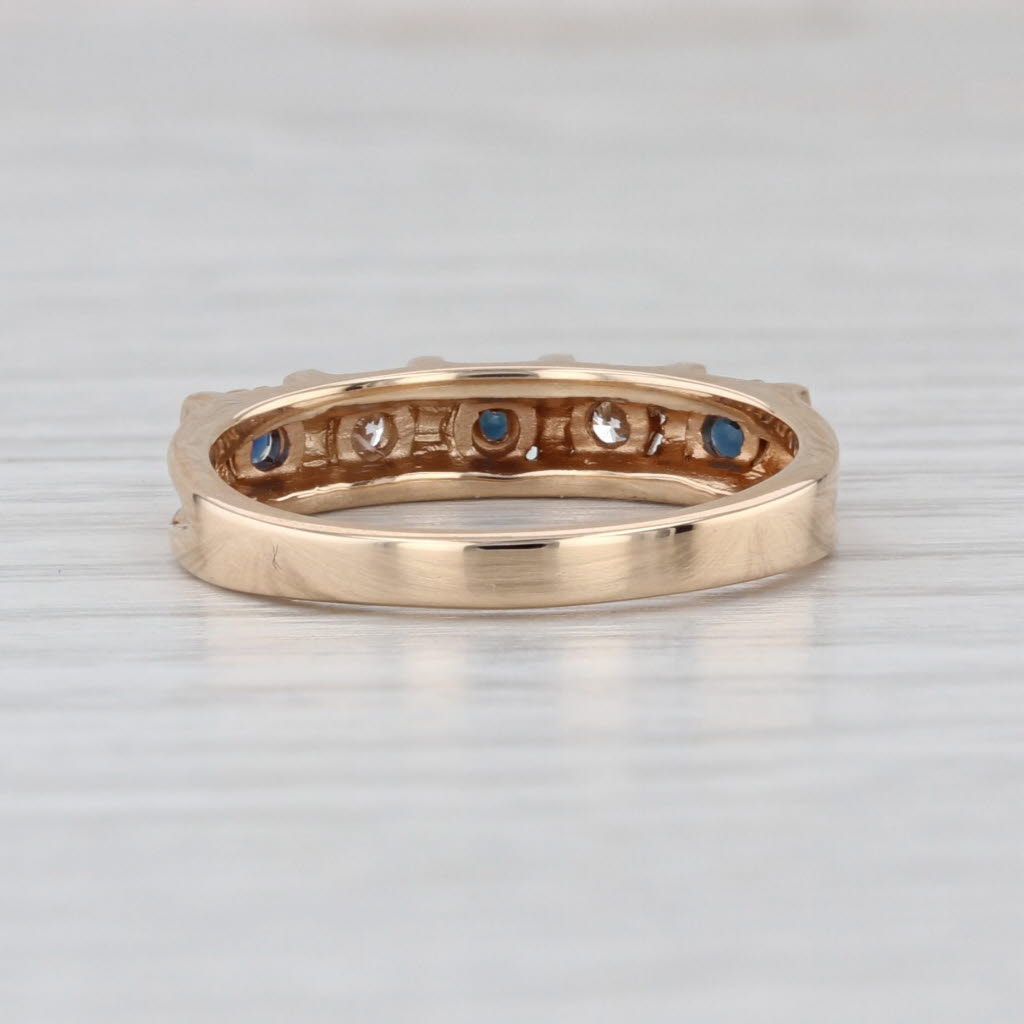 0.28ctw Blue Sapphire Diamond Ring 14k Yellow Gold Size 6.75 Stackable