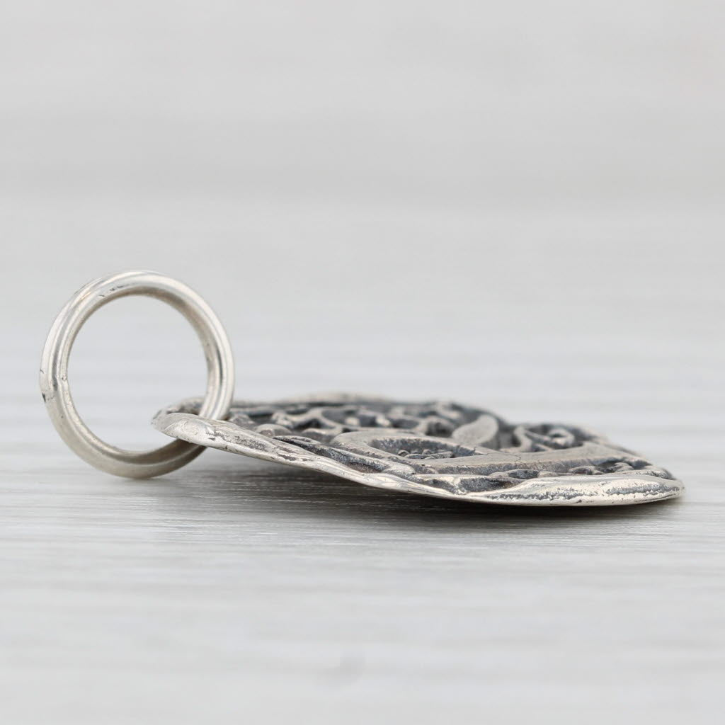 Light Gray Letter Initial R Charm Sterling Silver Wax Seal Design Waxing Poetic Pendant