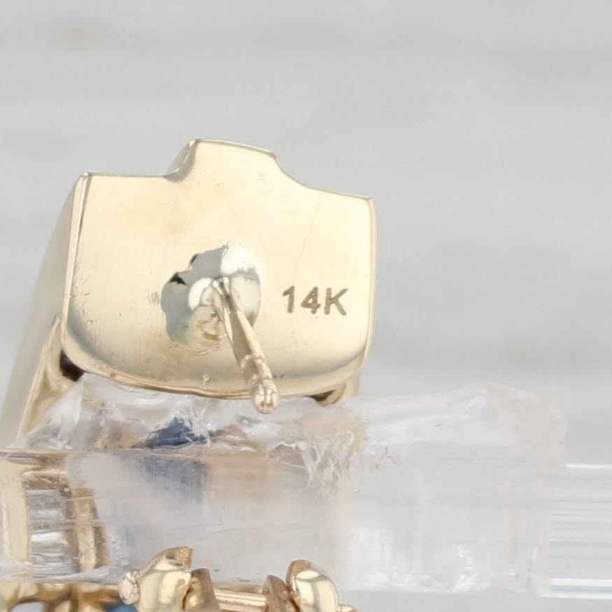 Light Gray 3ctw Blue Sapphire Diamond J-Hook Earrings 14k Yellow Gold Pierced Omega Backs