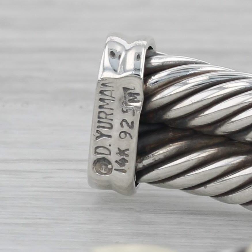 Gray David Yurman Double Cable Classic Cuff Bracelet Sterling Silver 14k Gold 6.5"