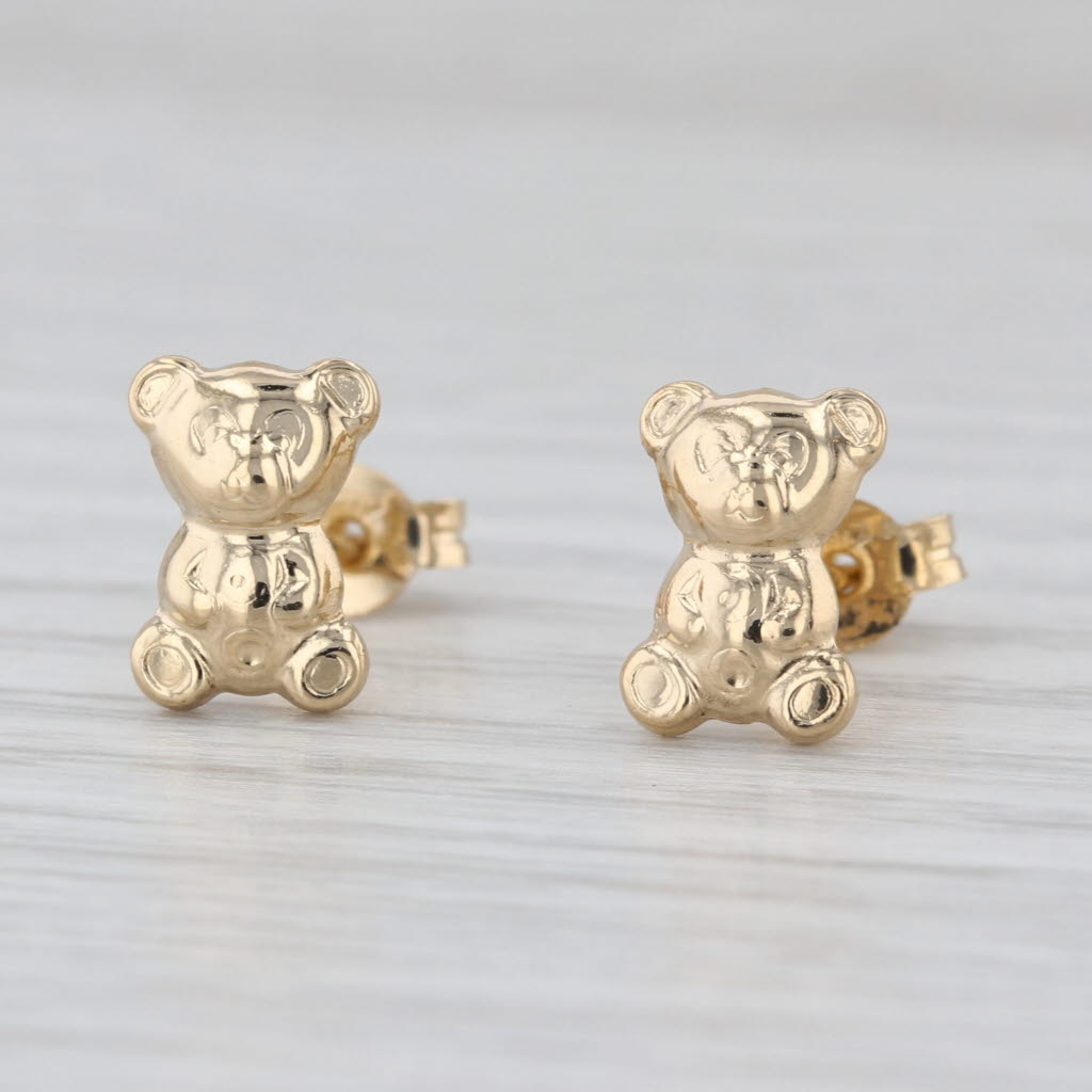 Teddybear Stud Earrings 18k Yellow Gold Bear Studs