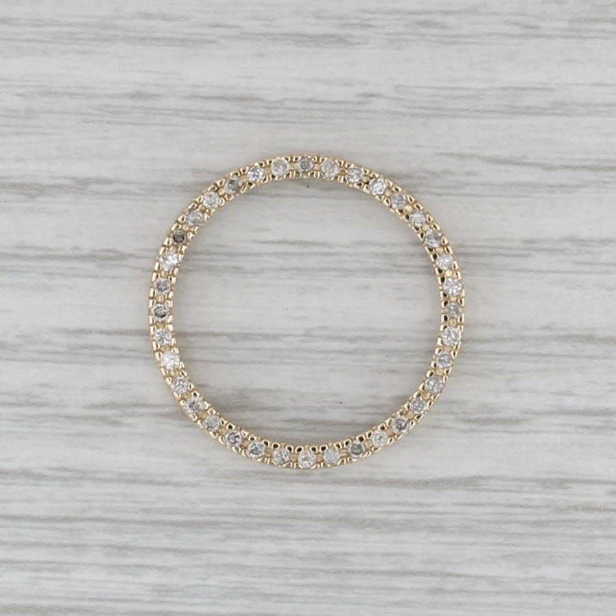 0.50ctw Pave Diamond Eternity Circle Pendant 14k Yellow Gold Floating Drop