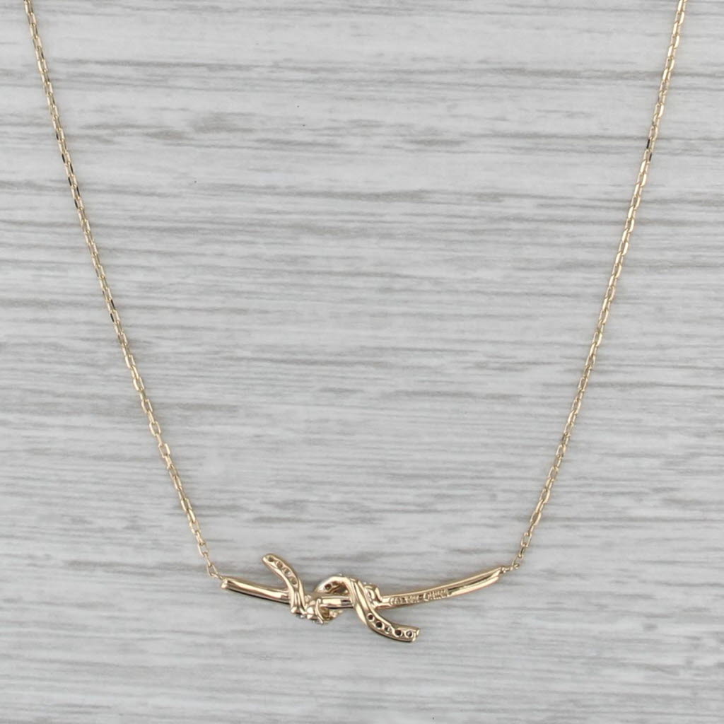 Diamond Knot Necklace 14k Yellow Gold 18-20" Cable Chain
