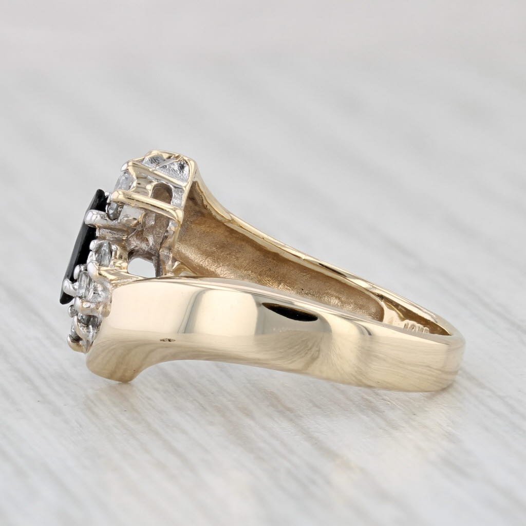 Light Gray 0.50ctw Marquise Blue Sapphire Diamond Ring 10k Yellow Gold Size 4.25 Bypass