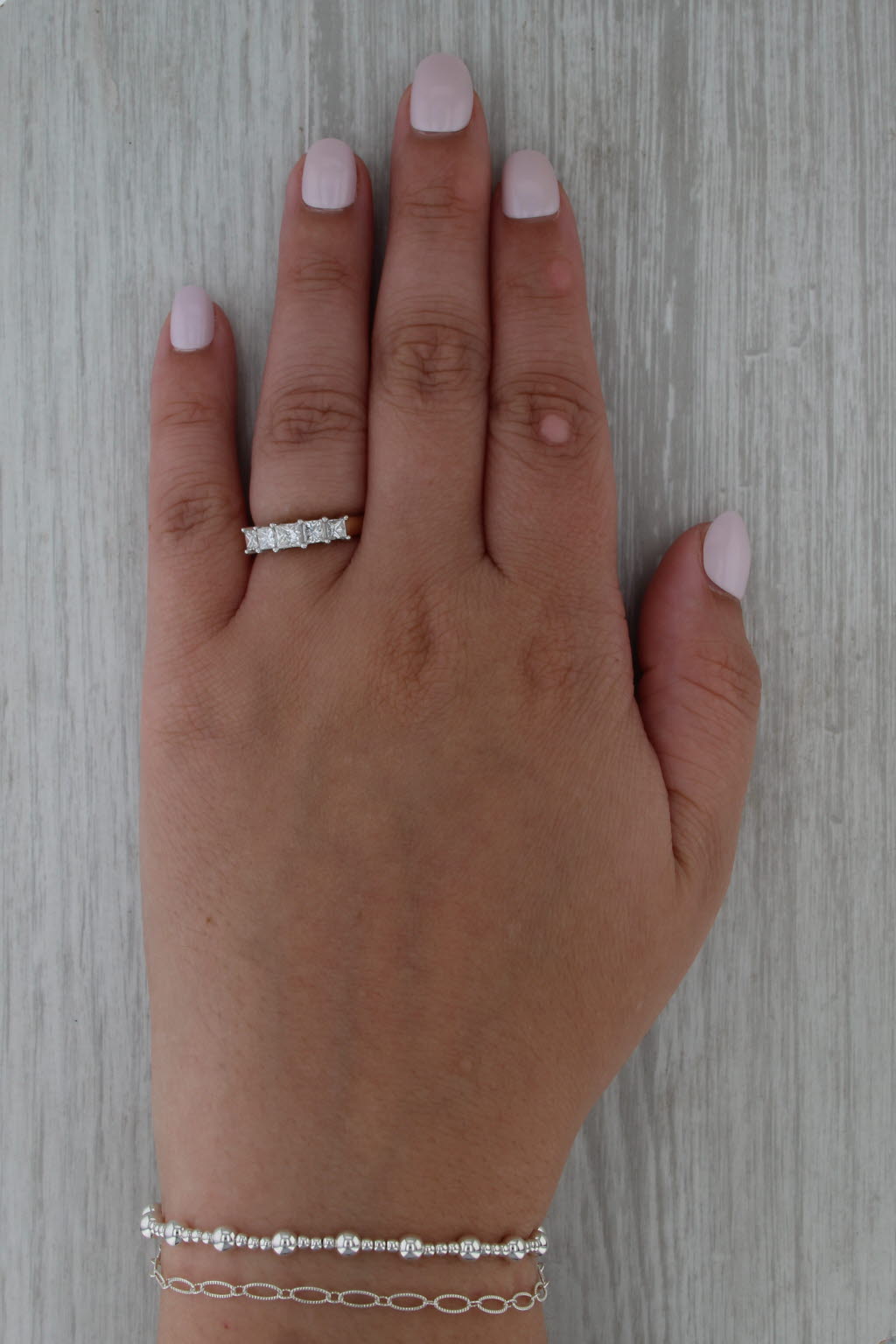 0.99ctw Diamond 5-Stone Ring 9k Gold Wedding Anniversary Stackable Size 6 COA