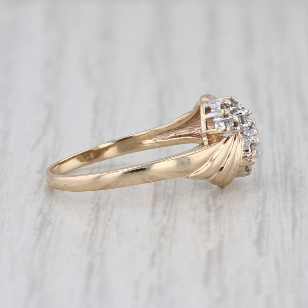 0.23ctw Diamond Cluster Bypass Ring 10k Yellow Gold Size 7