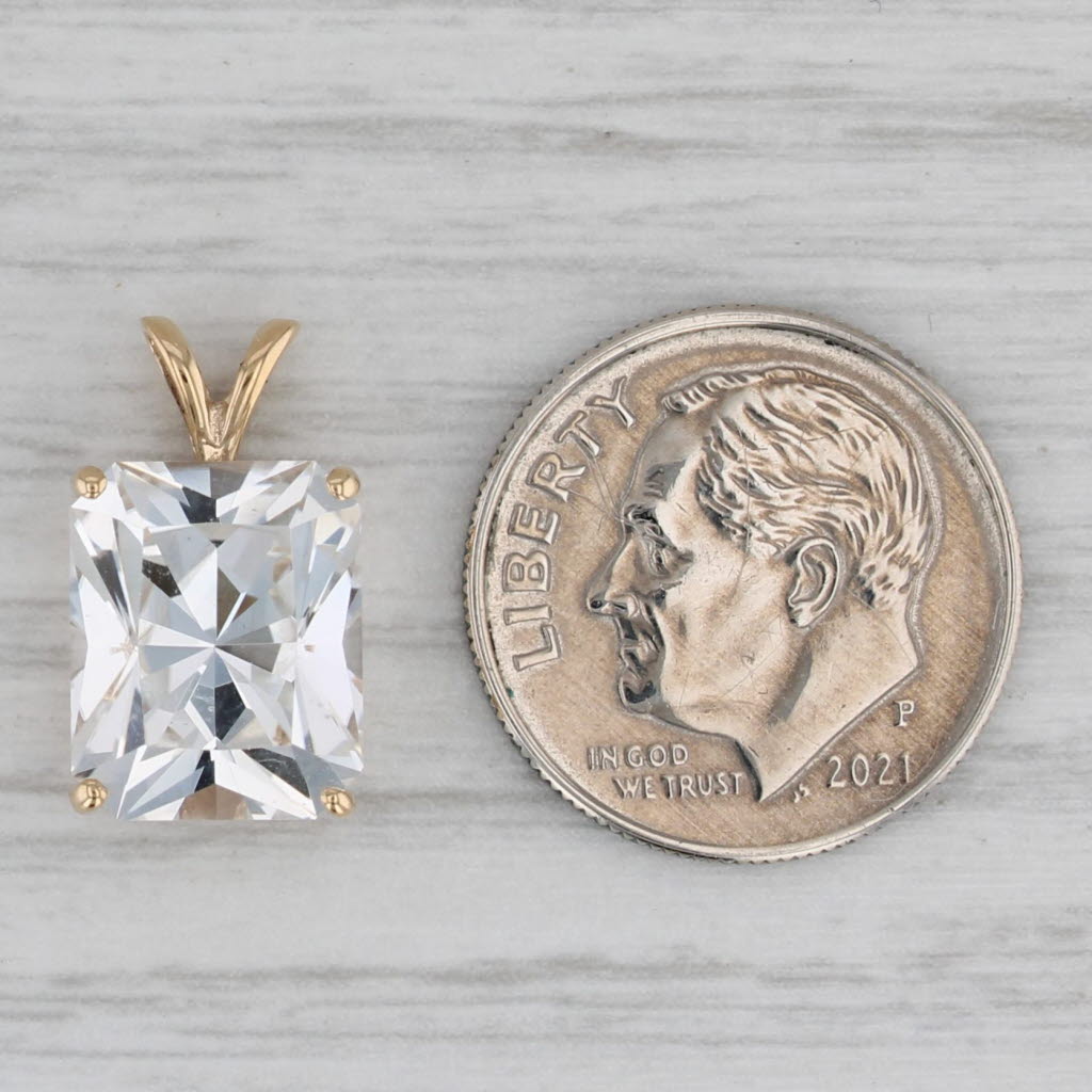 Gray 7.40ct Colorless White Topaz Pendant 10k Yellow Gold Solitaire Small Drop