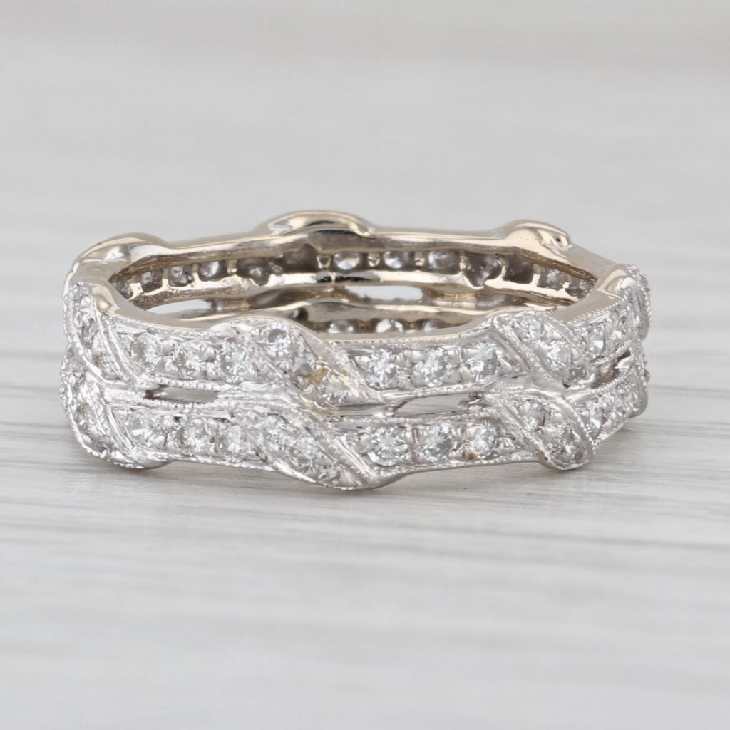 Vintage 0.48ctw Double Band Diamond Eternity Ring 18k Gold Wedding Anniversary