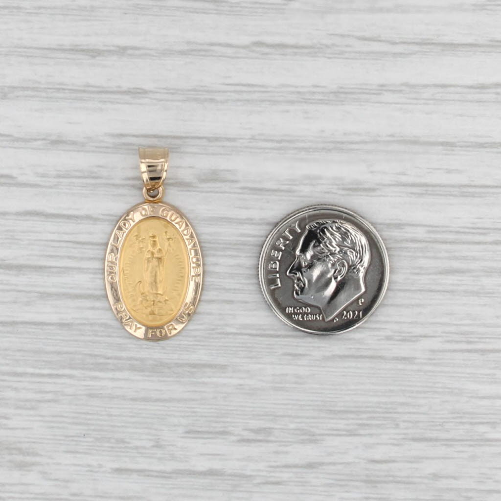 Our Lady of Guadalupe Virgin Mary Pendant 14k Yellow Gold Catholic Prayer Token