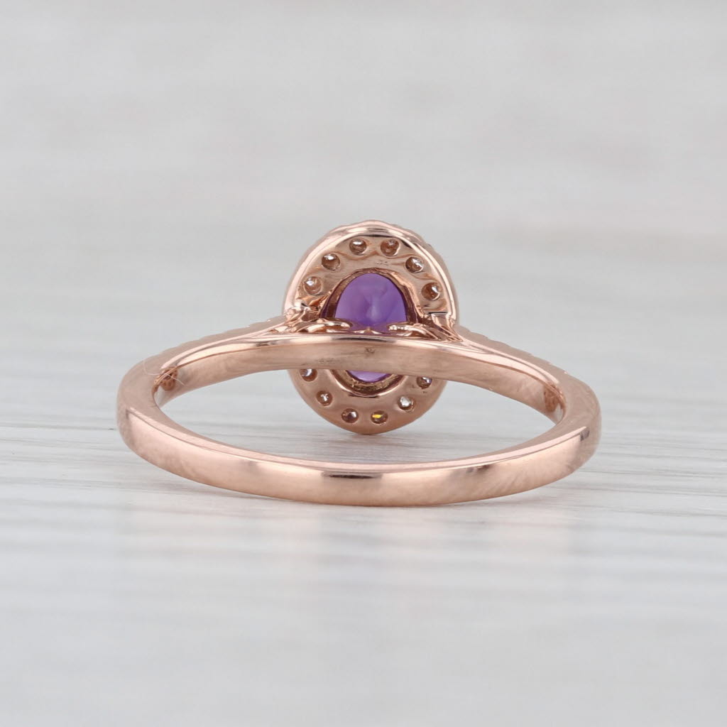1ctw Amethyst Diamond Halo Ring 14k Rose Gold Size 7 Engagement