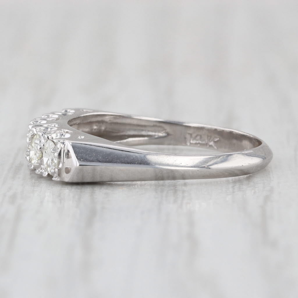 Vintage 0.39ctw Diamond Wedding Band 14k White Gold Size 5.75 Stackable Ring