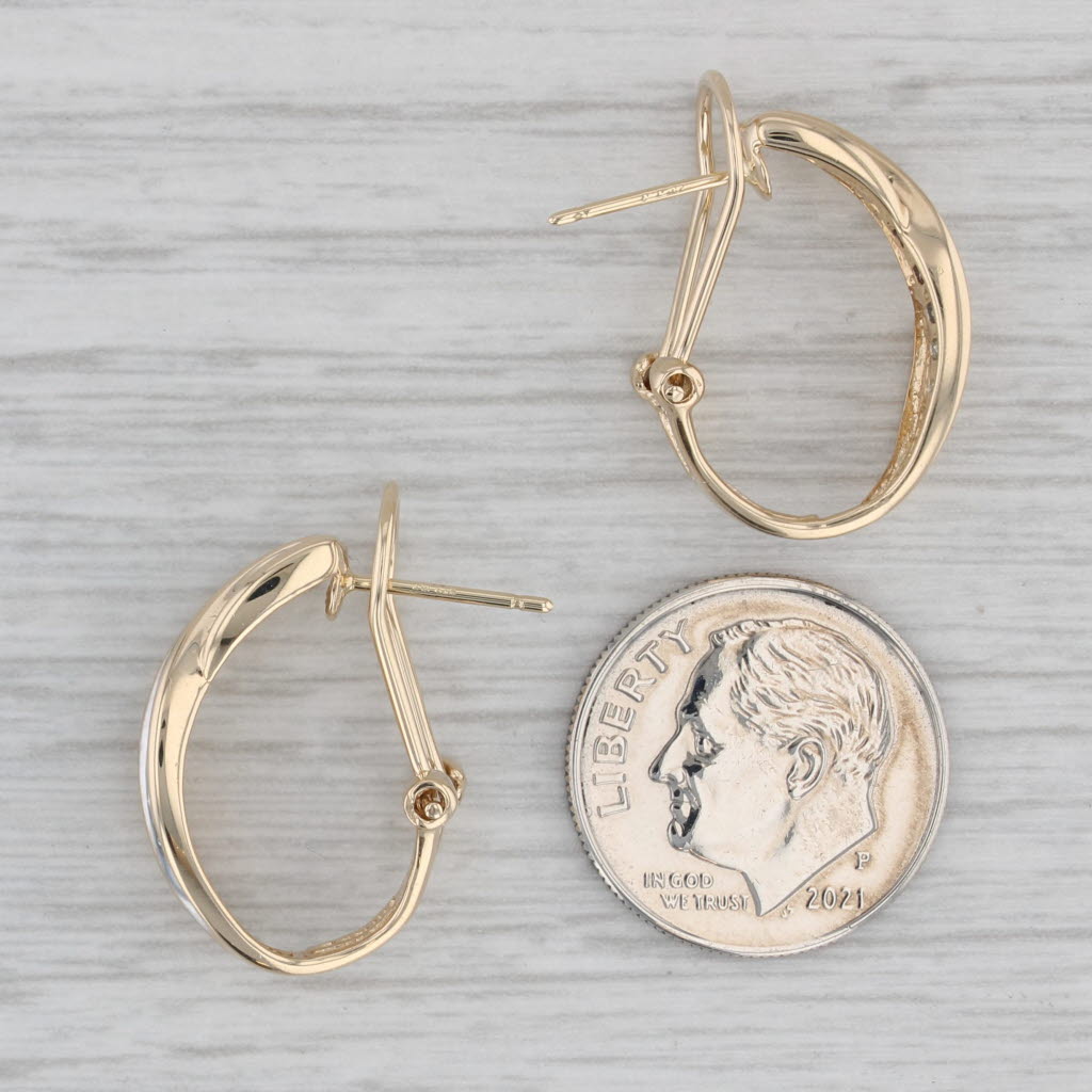 Gray 0.20ctw Diamond J-Hook Earrings 14k Yellow Gold Omega Backs Pierced Drops