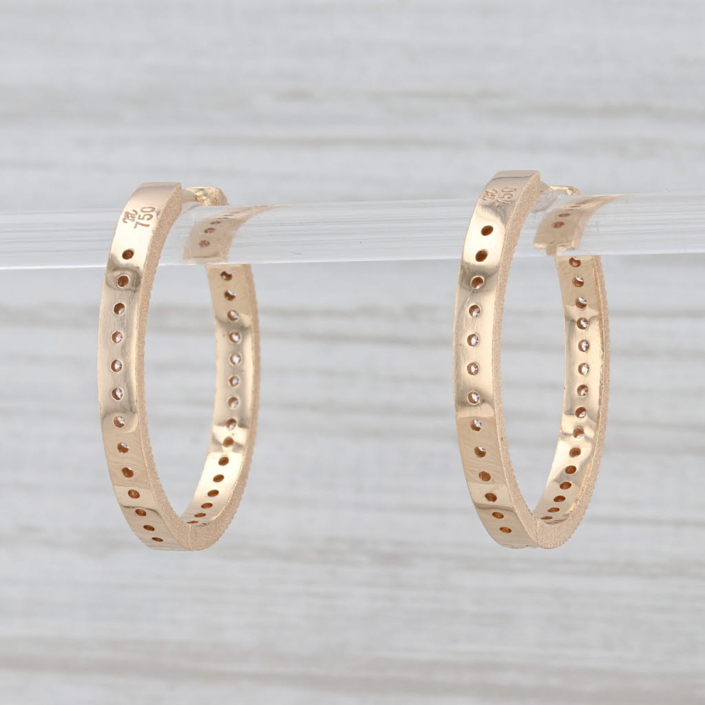 New Nina Wynn Gemma 0.70ctw Diamond Inside Out Hoop Earrings 18k Yellow Gold
