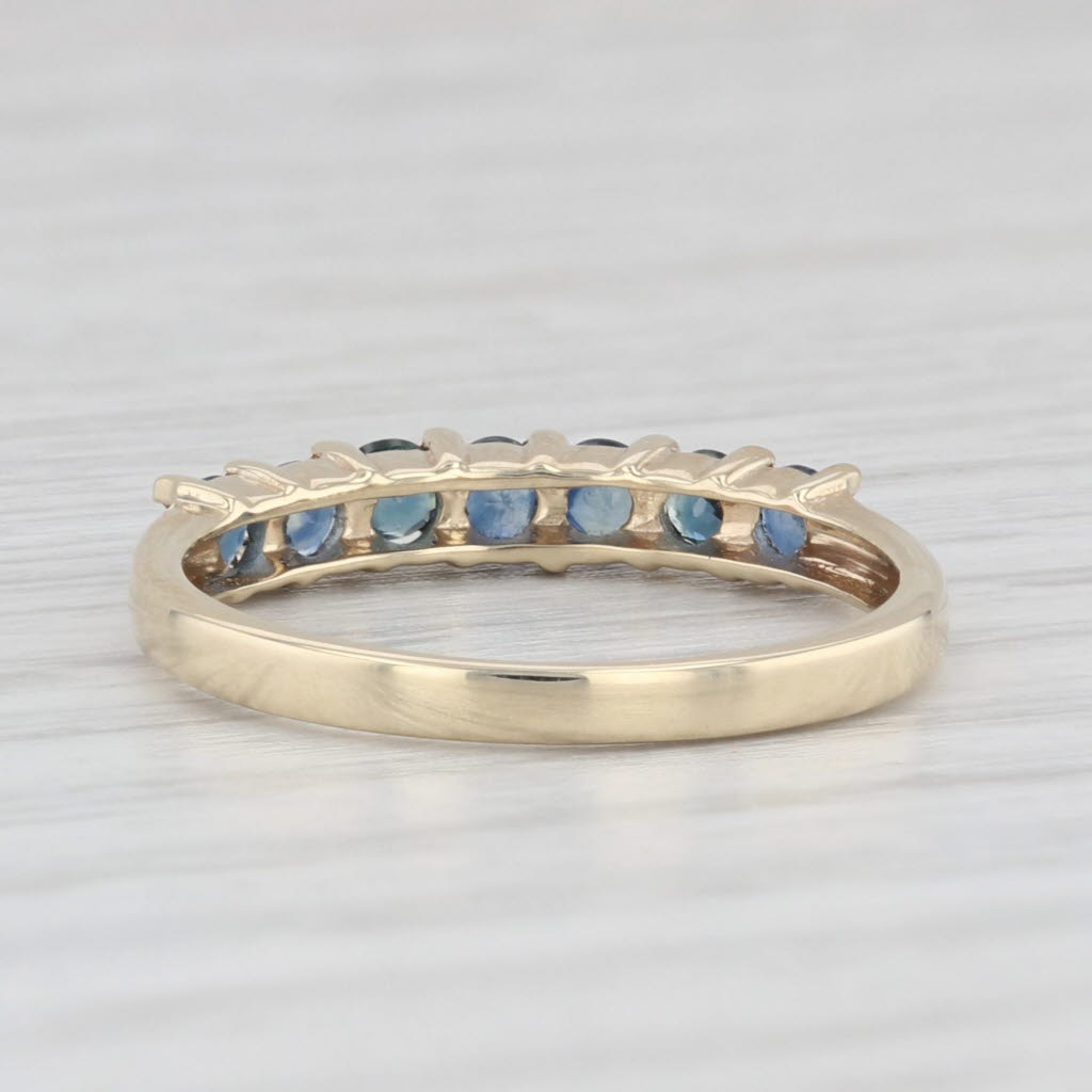 Light Gray 0.65ctw Blue Sapphire Ring 10k Yellow Gold Stackable Wedding Band