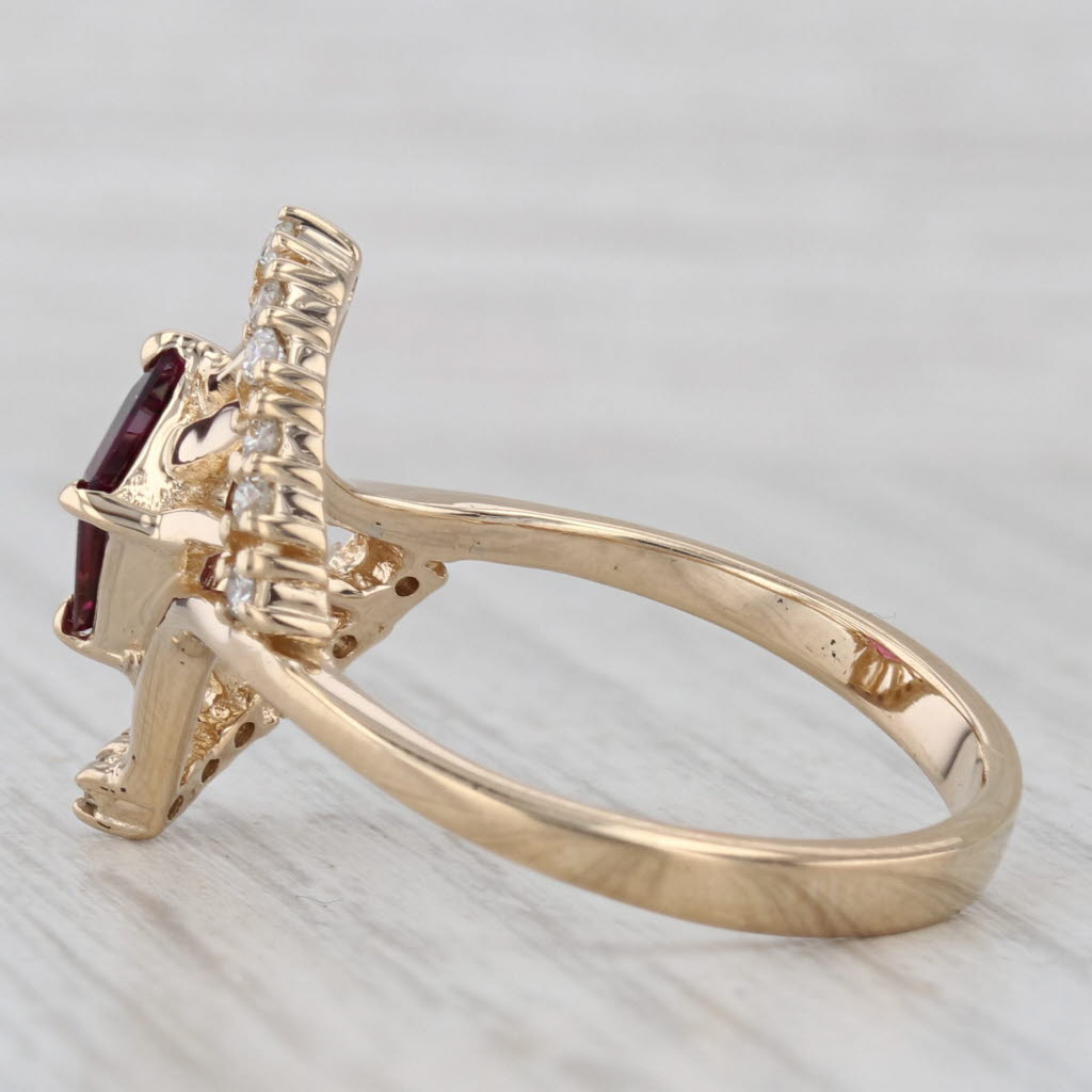 1.73ctw Rhodolite Garnet Diamond Bypass Ring 14k Yellow Gold Size 9.75