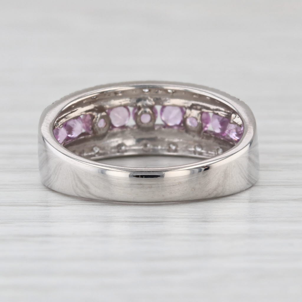 0.62ctw Pink Sapphire Diamond Ring 14k White Gold Size 7 Stackable Anniversary