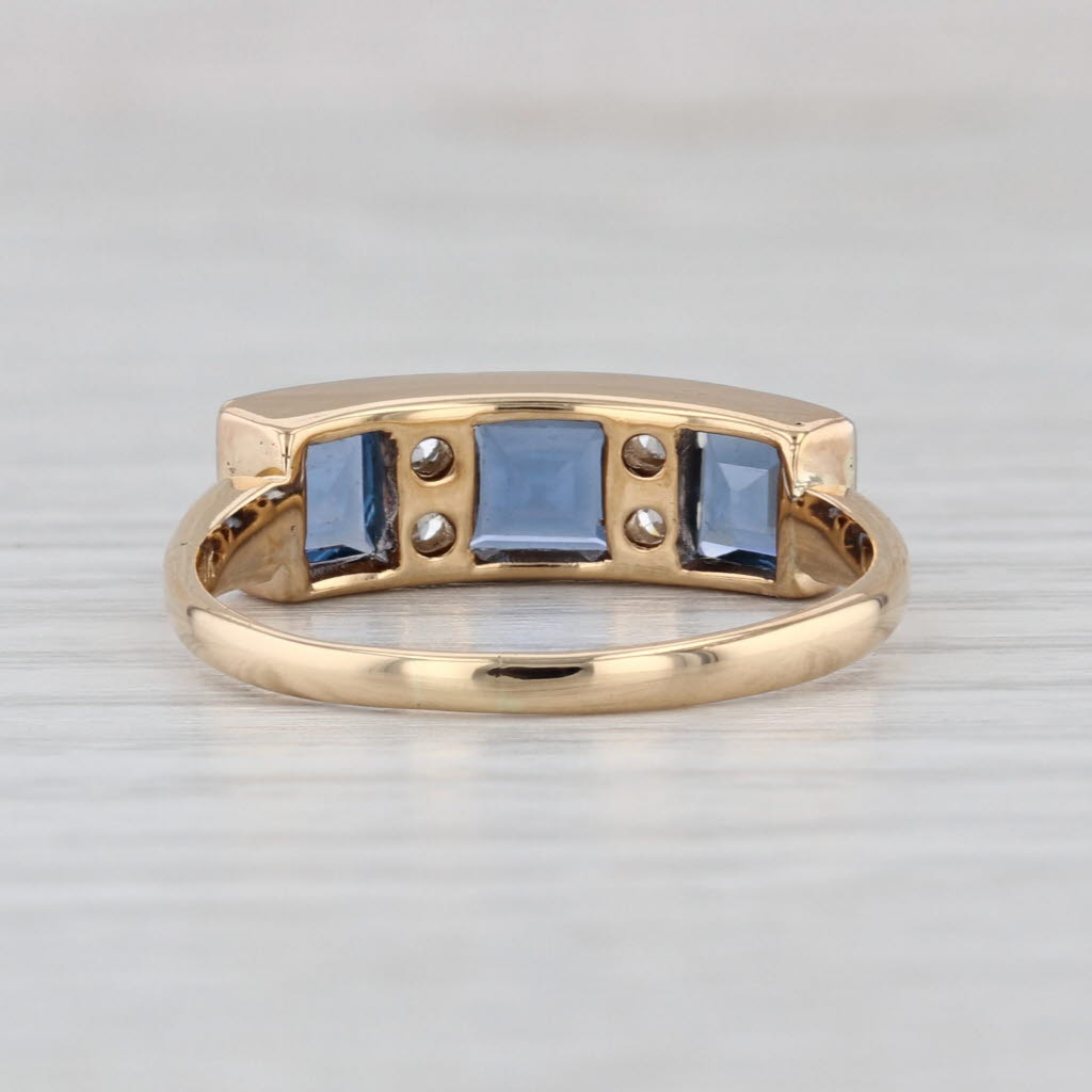 1.89ctw 3-Stone Lab Created Sapphire Diamond Ring 18k Yellow Gold Size 8.5