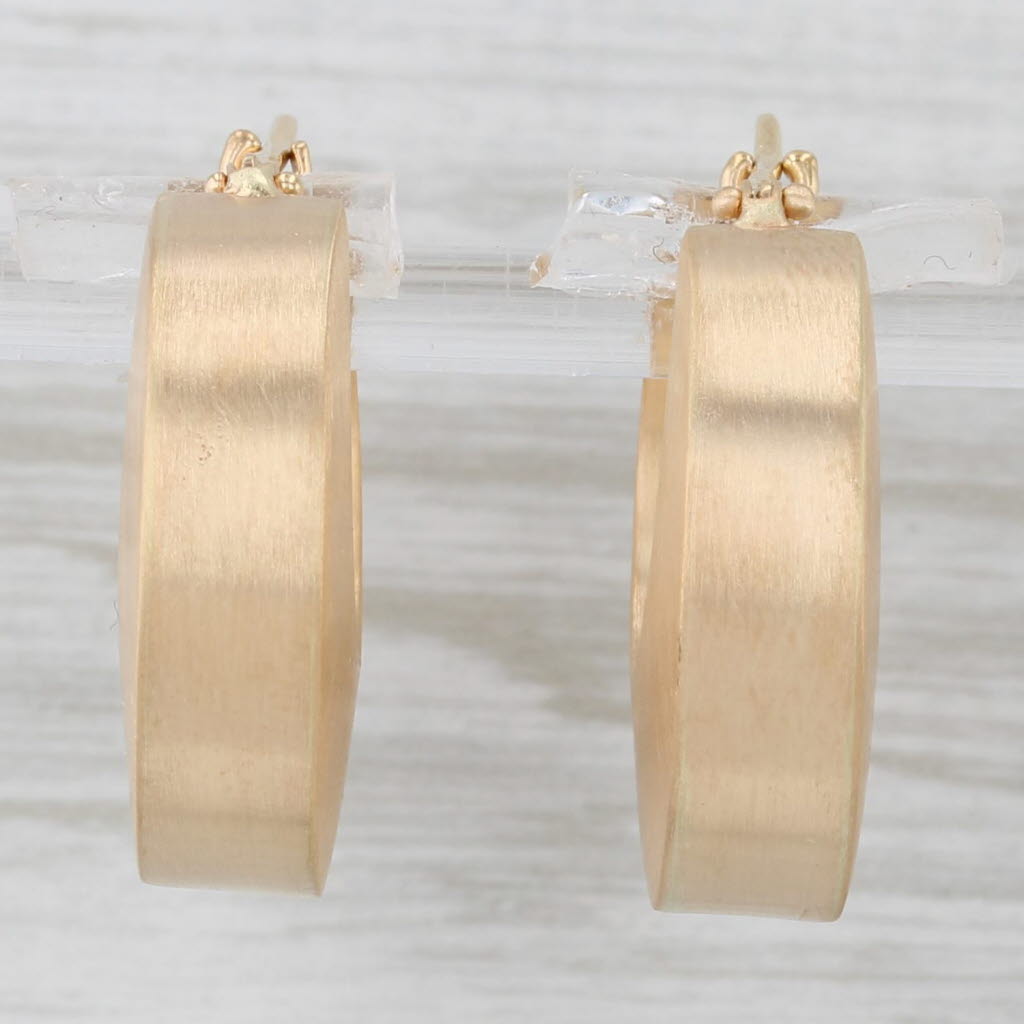 Gray Vintage Brushed Hoop Earrings 800 Yellow Gold Snap Top Posts Portuguese
