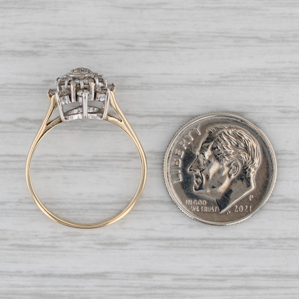 Gray 0.32ctw Diamond Flower Cluster Ring 10k White Yellow Gold Size 6.75