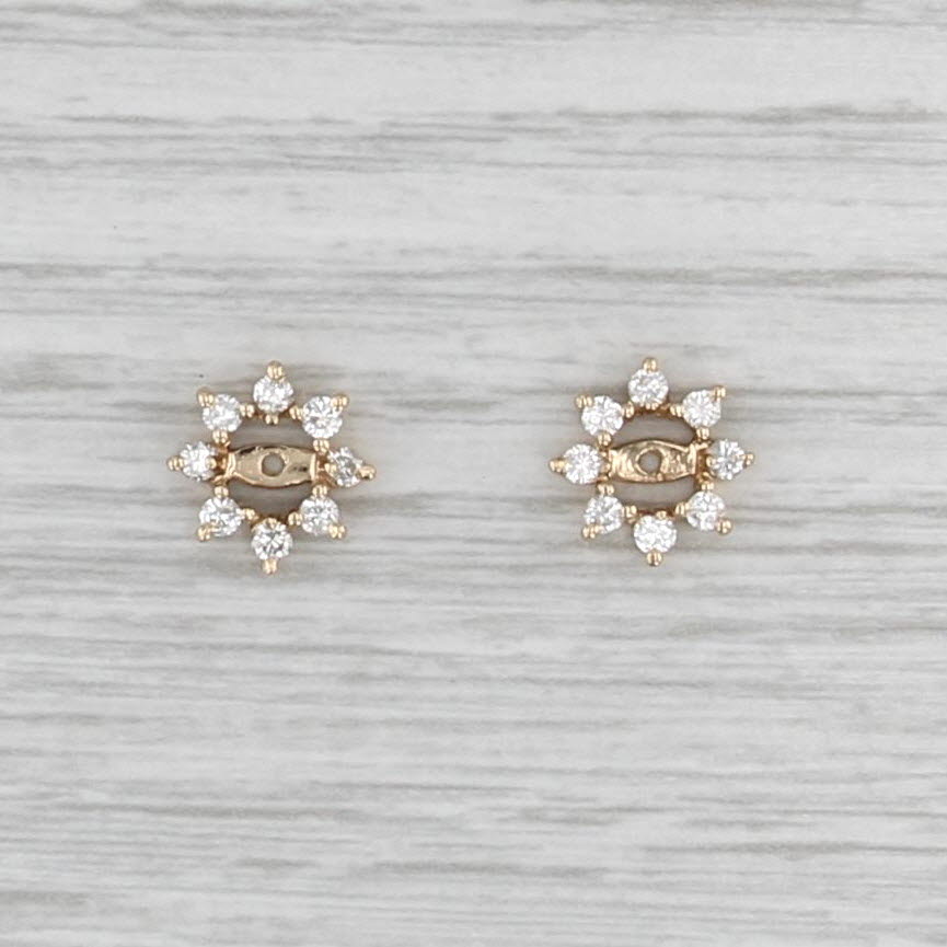 0.48ctw Diamond Earring Enhancer Jackets for Stud Earrings 14k Yellow Gold