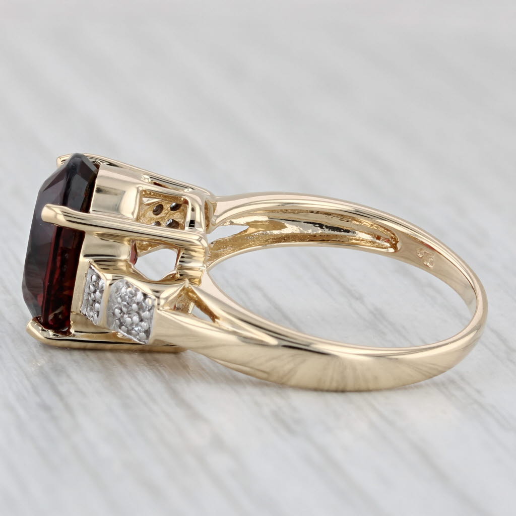 Light Gray 7.40ctw Oval Pink Tourmaline Diamond Ring 14k Yellow Gold Size 7