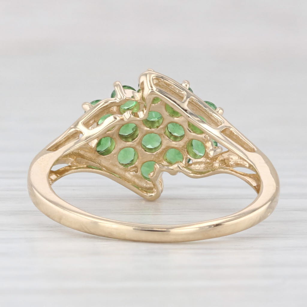 Light Gray 1ctw Tsavorite Green Garnet Cluster Ring 14k Yellow Gold Size 8.25