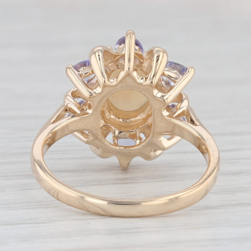 Oval Opal Tanzanite Halo Ring 14k Yellow Gold Size 6