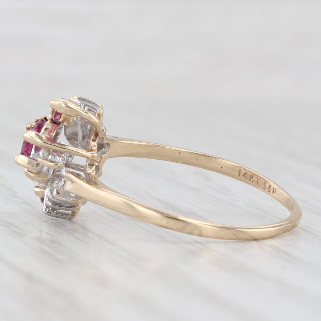 Light Gray 0.72ctw Ruby Diamond Bypass Ring 14k Yellow Gold Size 7.75