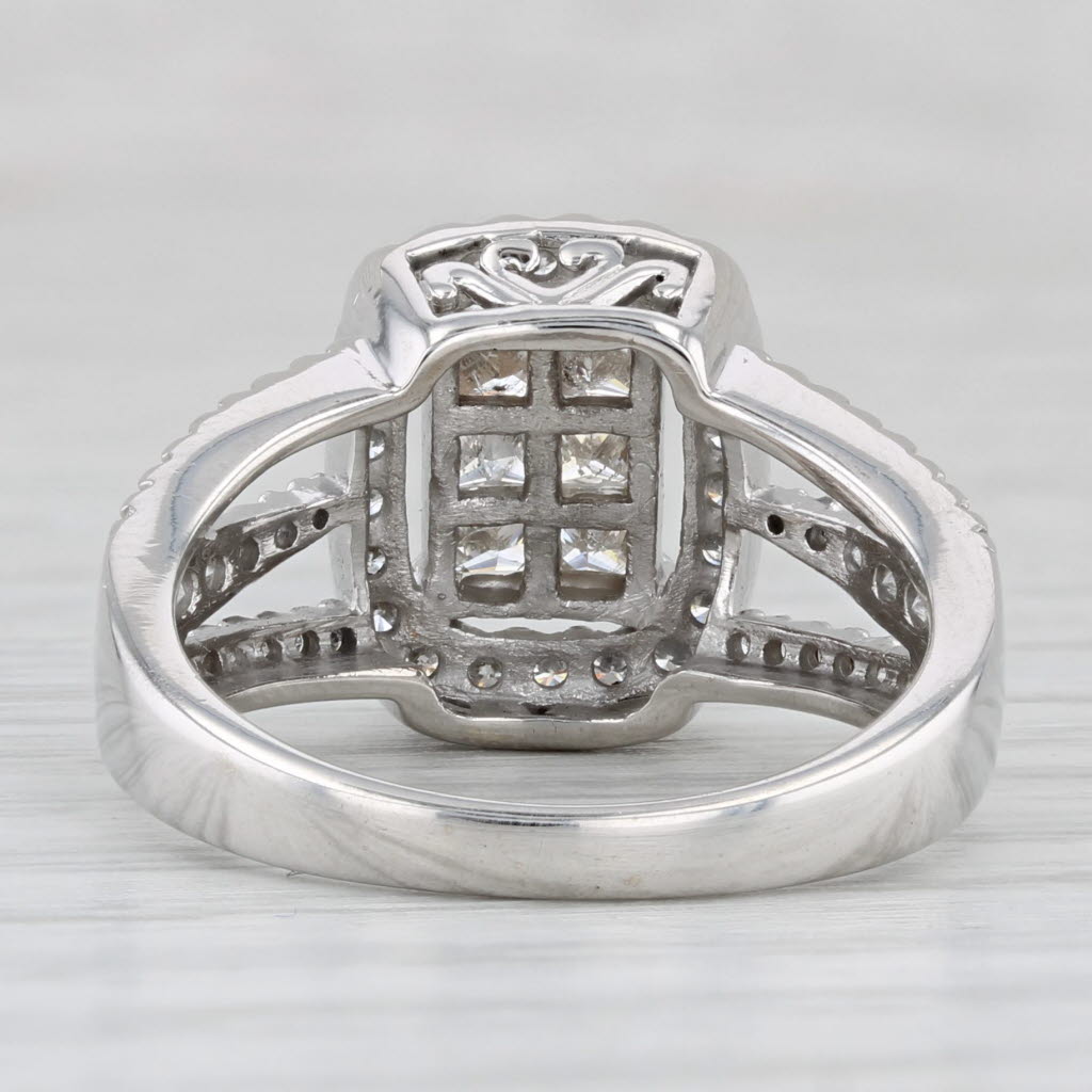 Light Gray 0.91ctw Princess Diamond Halo Engagement Ring 10k White Gold Size 7