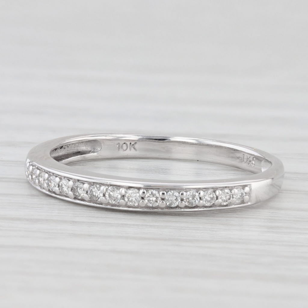 Light Gray Diamond Wedding Band 10k White Gold Size 5.25 Stackable Ring