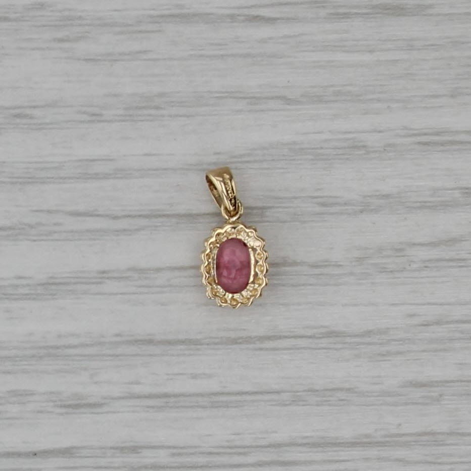 0.54ct Oval Pink Tourmaline Pendant 14k Yellow Gold Small Solitaire Drop