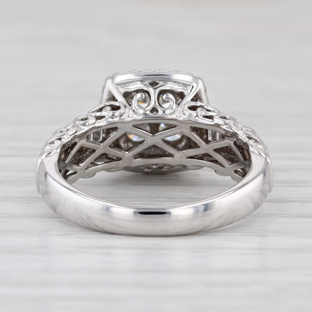 1.15ctw Diamond Halo Engagement Ring 10k White Gold Size 7.75