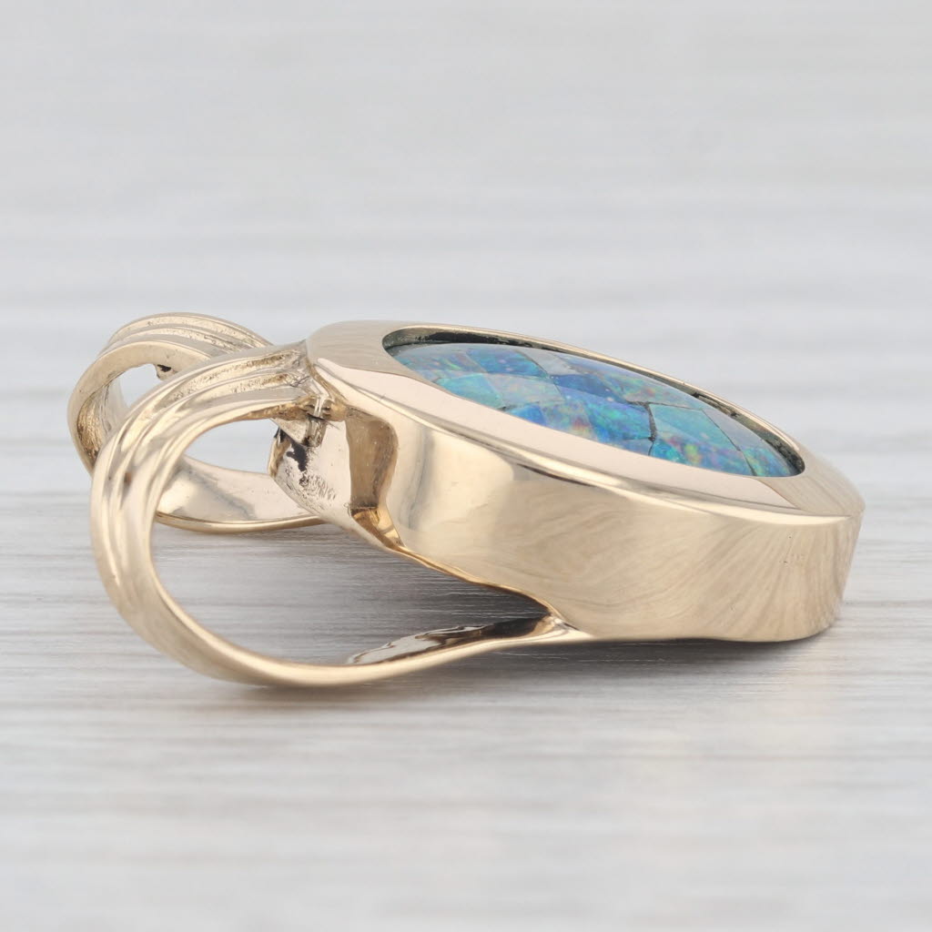 Light Gray Multicolor Opal Triplet Mosaic Slide Pendant 14k Yellow Gold
