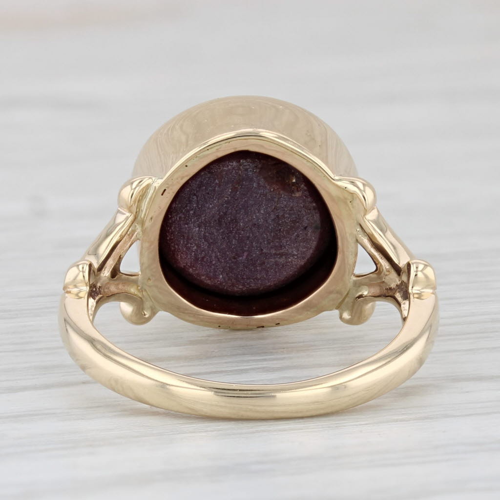 Light Gray Purple Star Sapphire Ring 14k Yellow Gold Size 5 Oval Cabochon