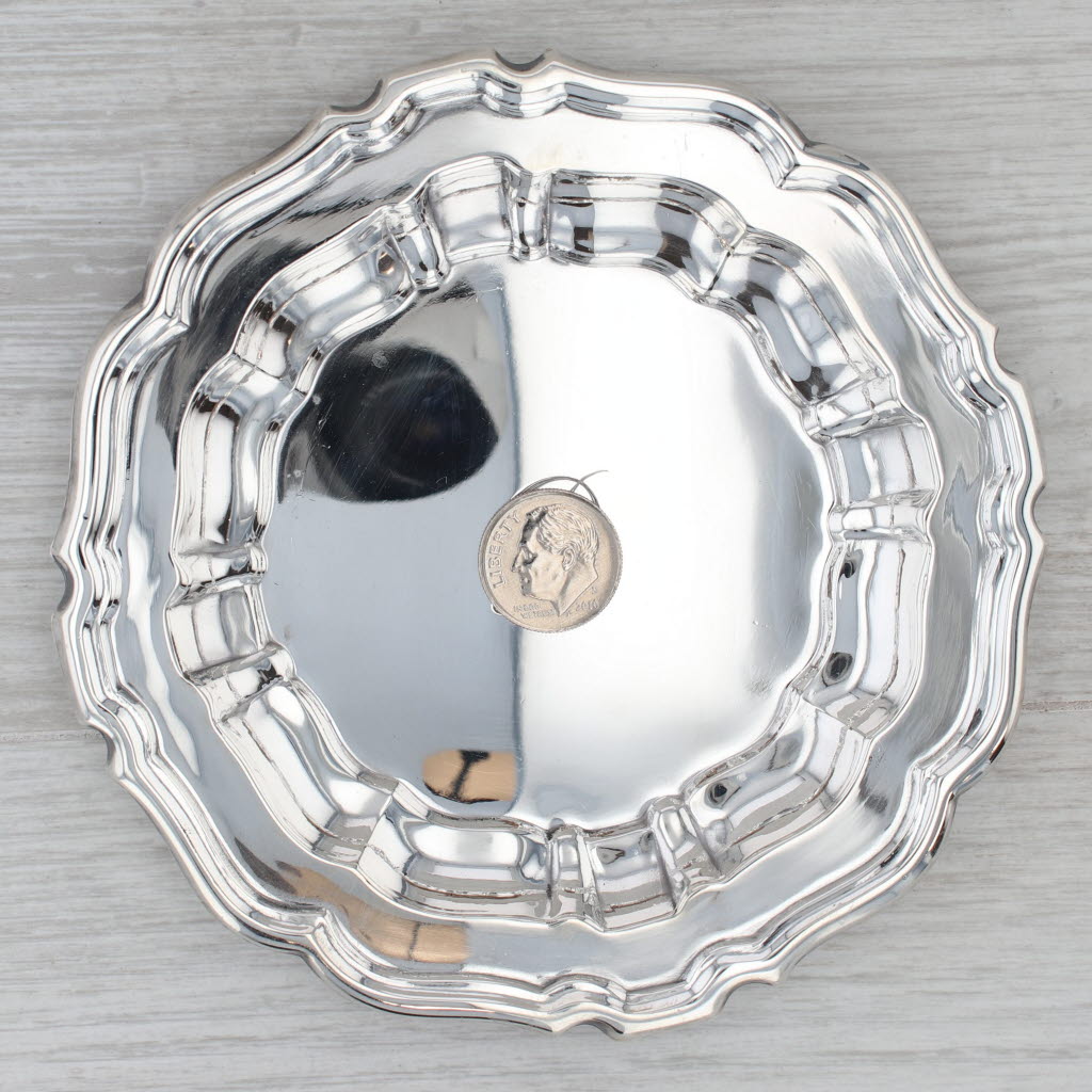 Gray Small Tiffany Plate Sterling Silver Engraved Initial "D" Scalloped Border 5"