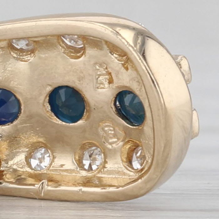 1.12ctw Blue Sapphire Diamond Journey Pendant 14k Yellow Gold Small Drop