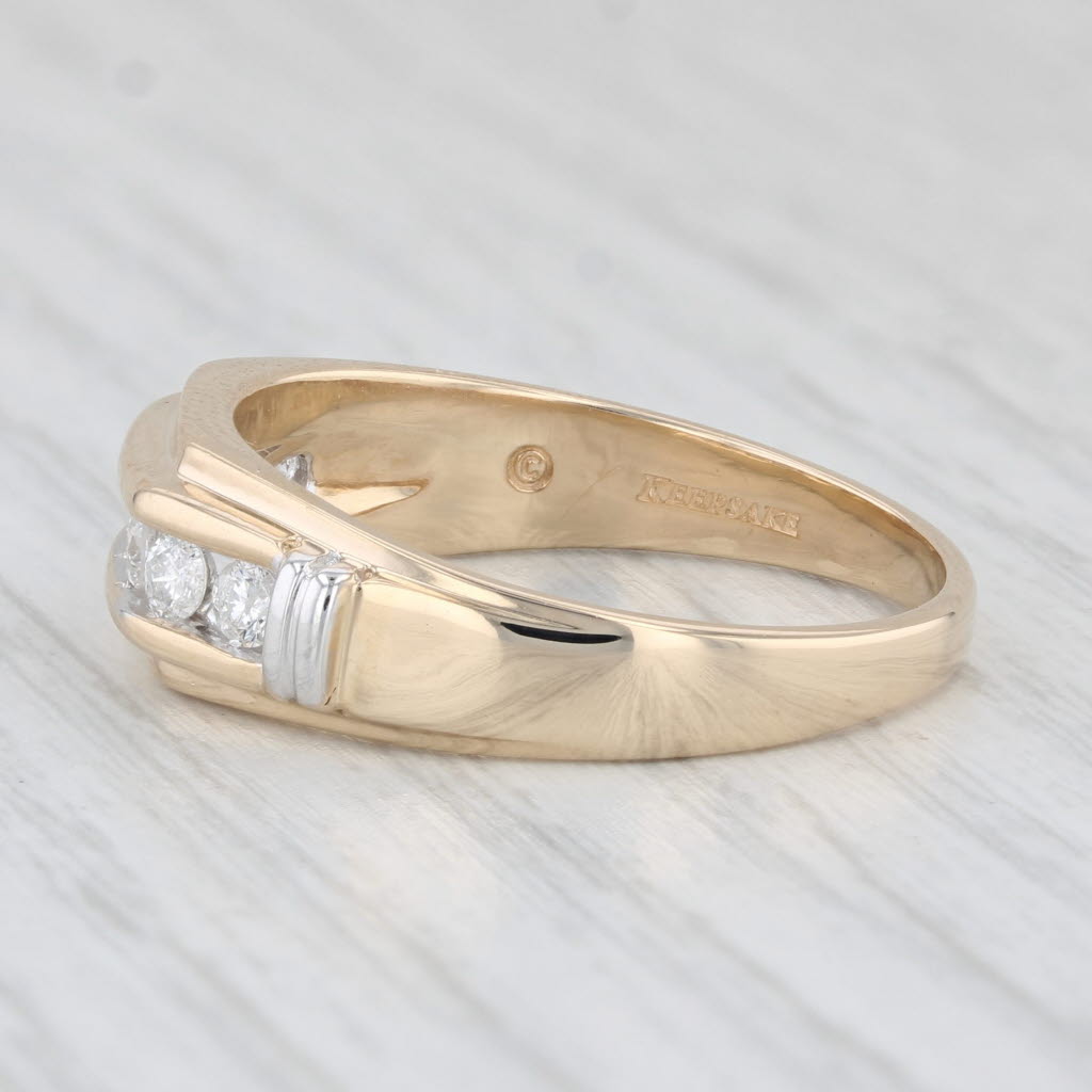 Light Gray 0.35ctw Diamond Men's Wedding Band 14k Yellow Gold Size 11 Ring