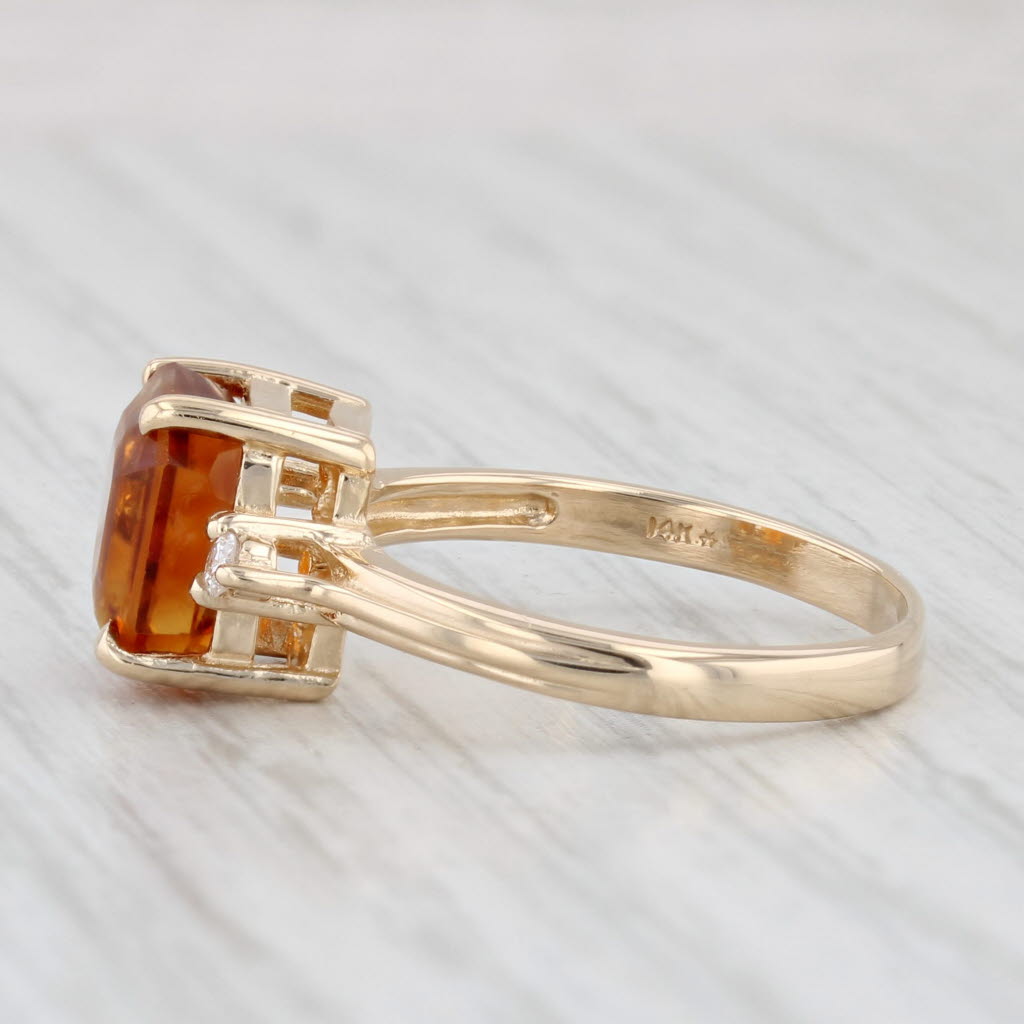 Light Gray 1.75ctw Orange Citrine Diamond Ring 14k Yellow Gold Size 6.5